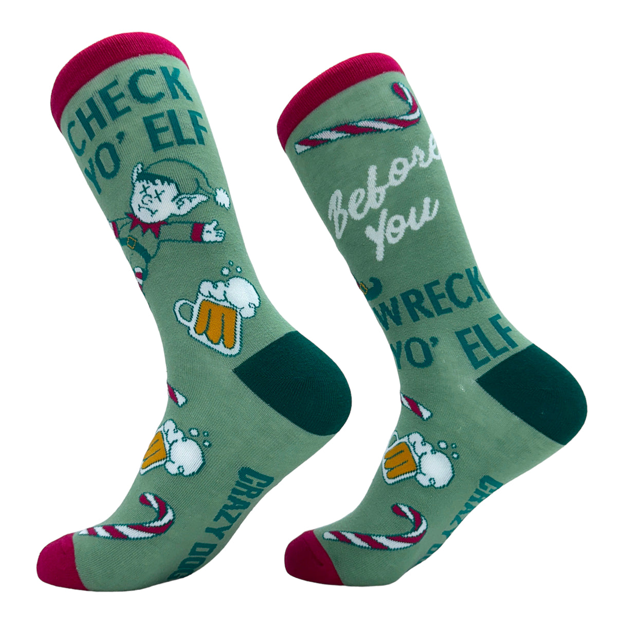 Check Yo Elf Before You Wreck Yo Elf Socks Funny Drinking Xmas Elves Joke Footwear