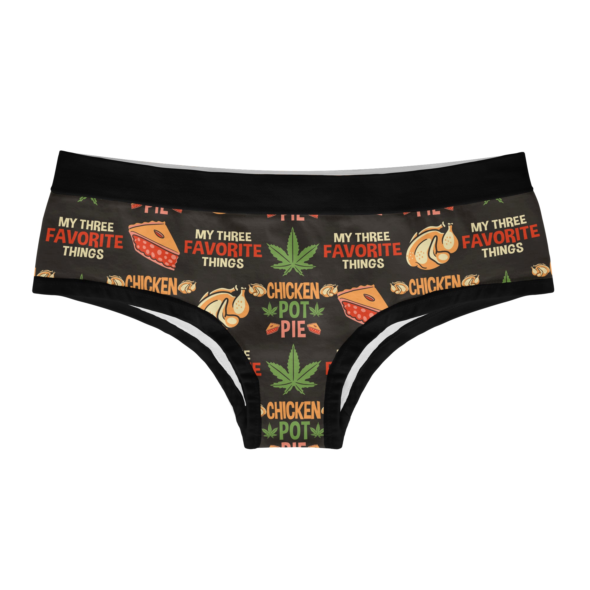 Womens Chicken Pot Pie Panties Funny Weed Bikini Brief 420 Graphic
