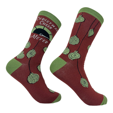 Women's Christmas Cheer Meter Socks Funny Cute Xmas Holiday Season Lovers Footwear
