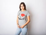 Womens I Love Sharks T Shirt Shark Bite Shirt Vintage Graphic Tee for Ladies