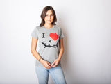 Womens I Love Sharks T Shirt Shark Bite Shirt Vintage Graphic Tee for Ladies