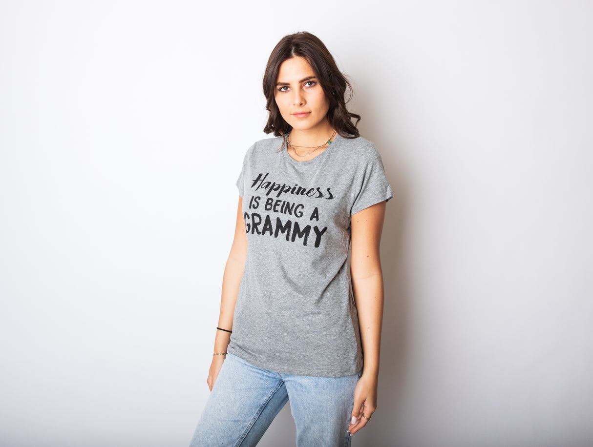 Womens Happiness Is Being a Grammy Funny T shirt Gift Grandmother for Grandma