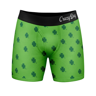 Mens I Clover Shenanigans Boxers Funny St Patricks Day Saint Paddy Shamrock Graphic Underwear