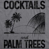 Womens Cocktails And Palm Trees Tshirt Cute Summer Vacation Tee For Ladies