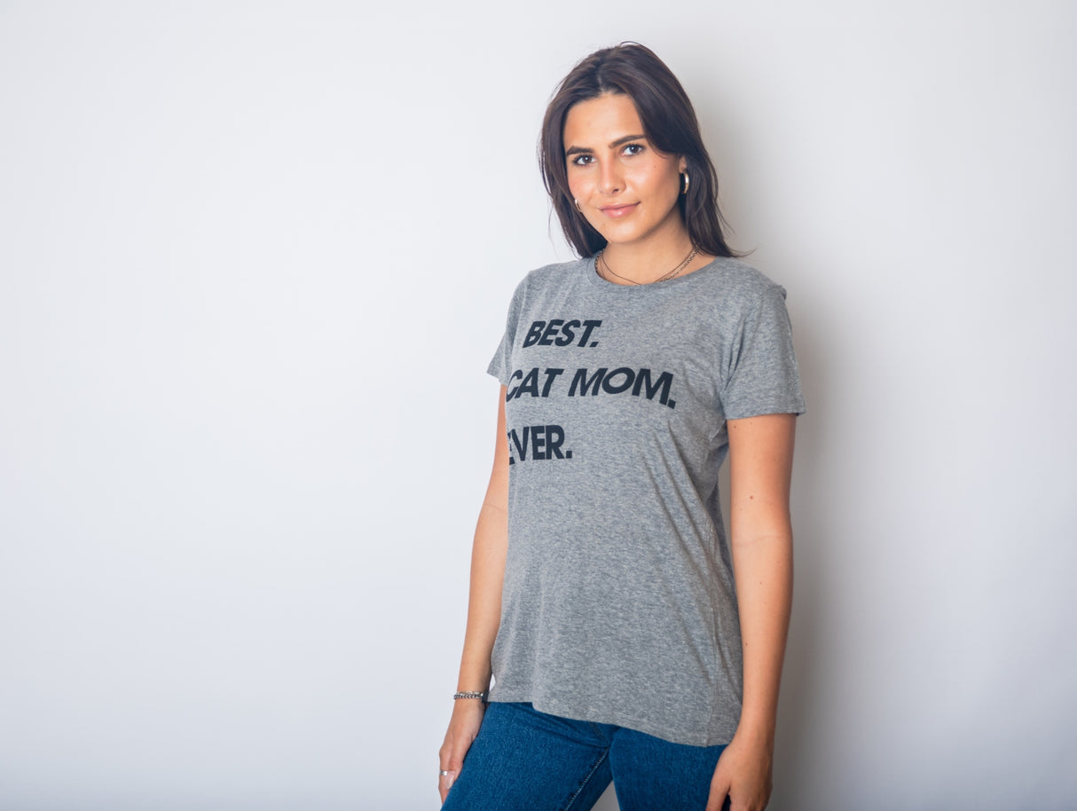 Womens Best Cat Mom Ever T shirt Funny Mothers Day Cute Gift for Kitty Lover