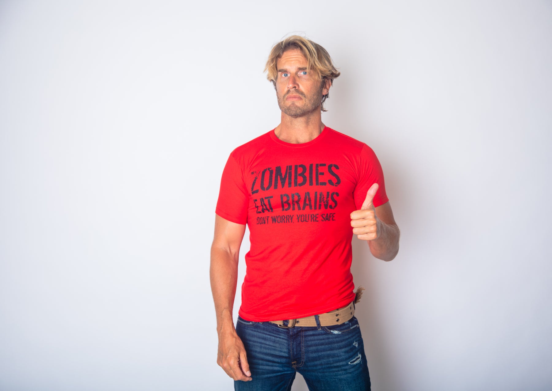 Zombies Eat Brains, You're Safe Men's Tshirt – Nerdy Shirts