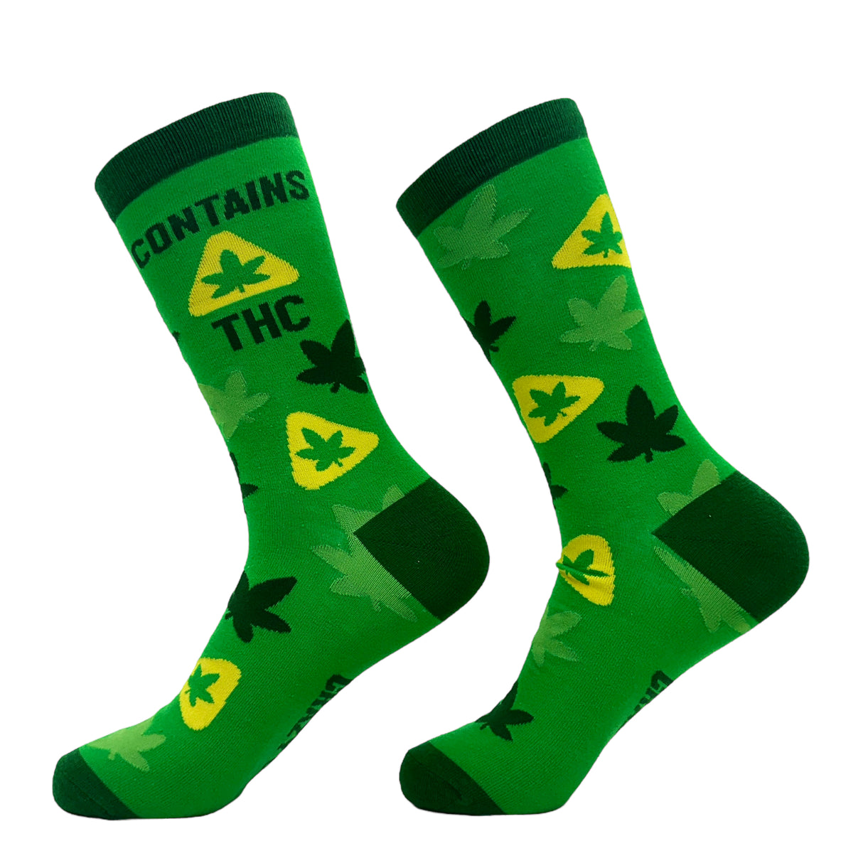 Men's Contains THC Socks Funny 420 Pot Leaf Warning Label Smoking Joke Footwear