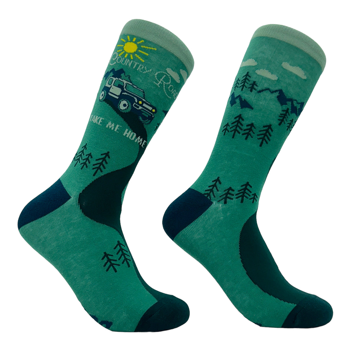 Women's Country Roads Take Me Home Socks Funny Nature Lovers Offroad Exploring Adventure Footwear