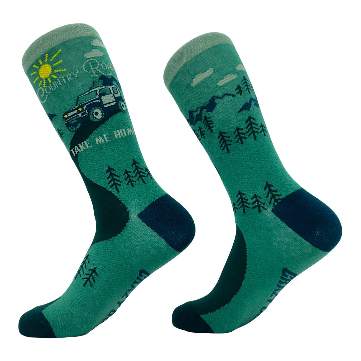 Women's Country Roads Take Me Home Socks Funny Nature Lovers Offroad Exploring Adventure Footwear