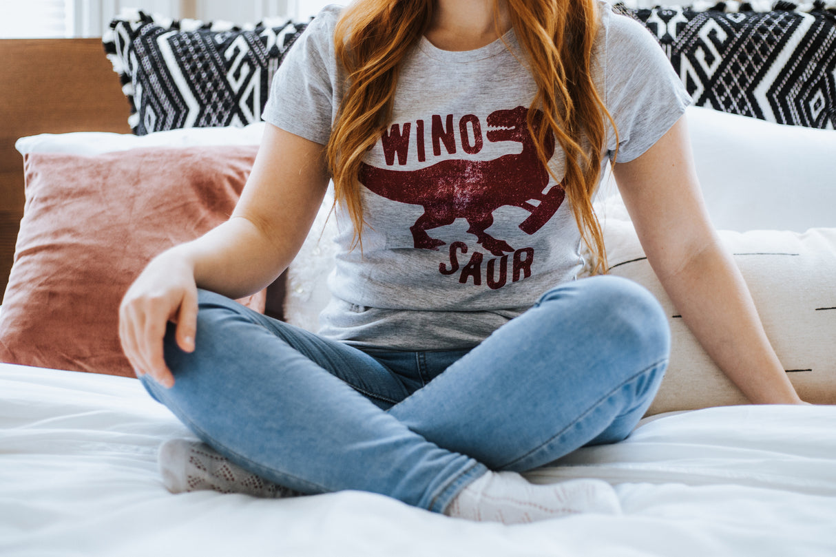 Womens Winosaur T shirt Funny Wine Lover Drinking Vintage Graphic Gift for Her