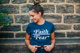 Womens Faith Over Fear Tshirt Cute Religion Faithful Empowerment Novelty Tee