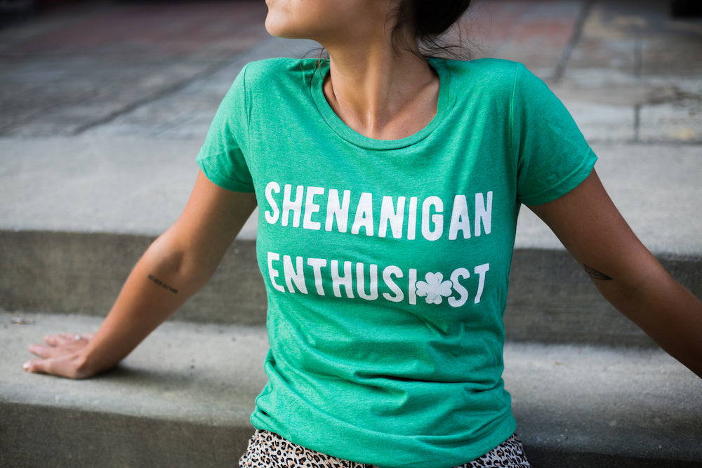 Womens Shenanigan Enthusiast Tshirt Funny St Patricks Day Party Novelty Tee