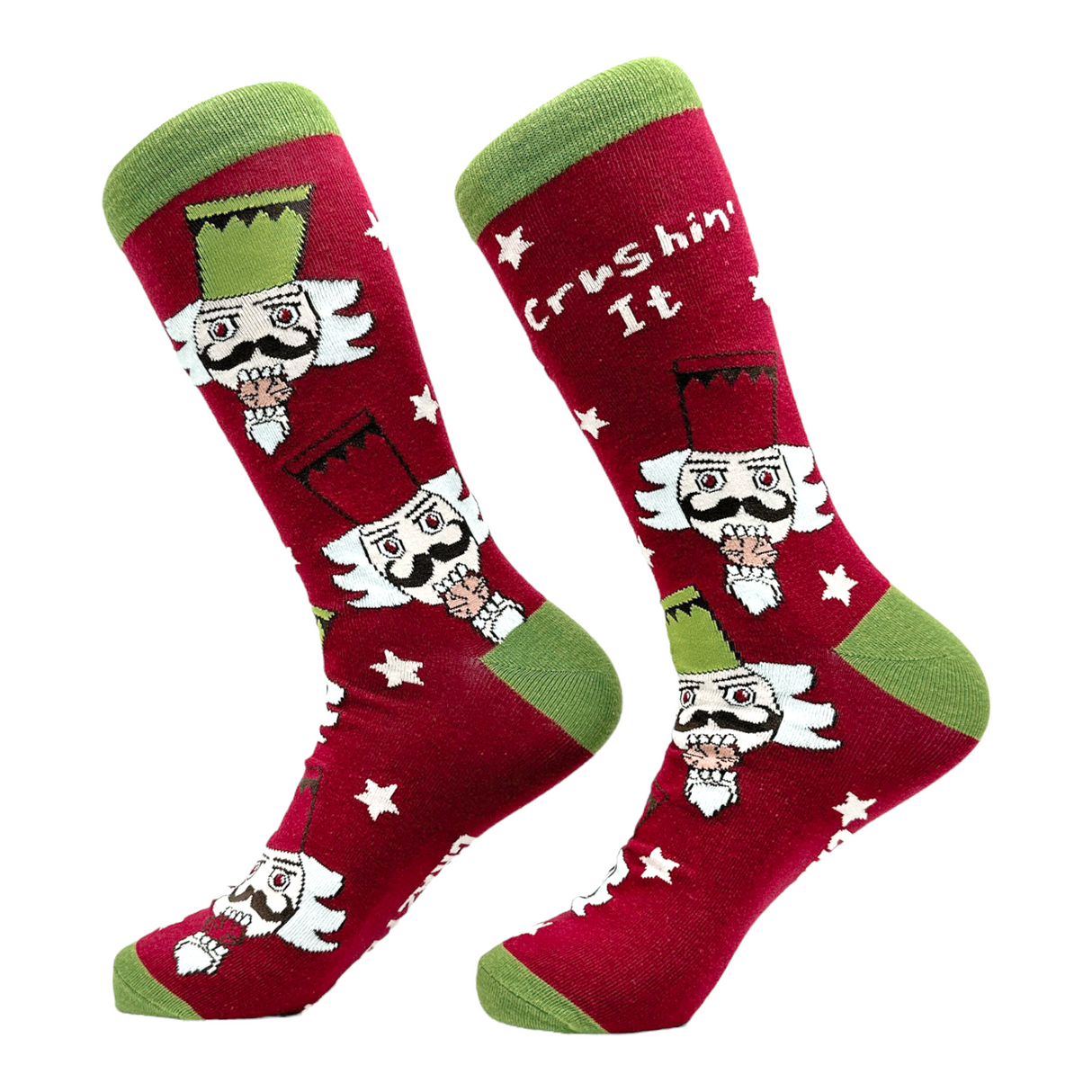 Men's Crushin It Socks Funny Xmas Party Holiday Nutcracker Footwear