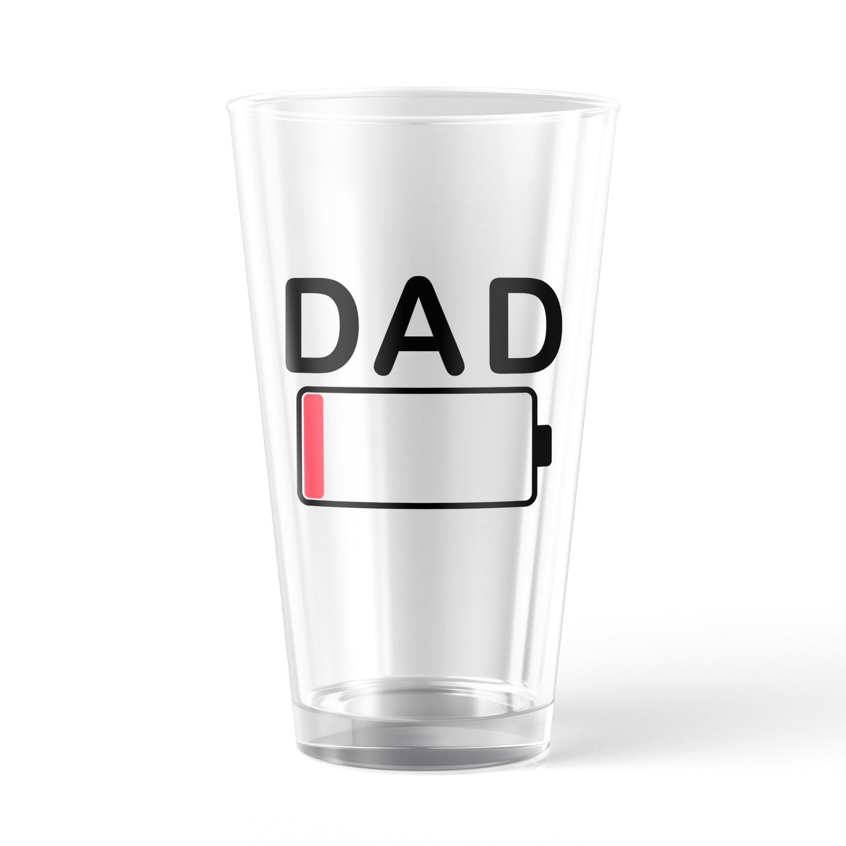 Dad Battery Pint Glass Funny Sarcastic Parenting Low Energy Joke Novelty Cup-16 oz