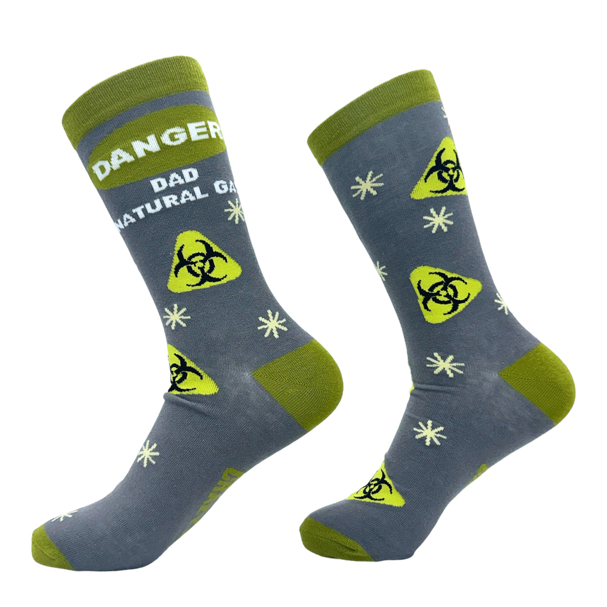 Men's Danger Dad Natural Gas Socks Funny Farting Father Warning Sign Joke Footwear