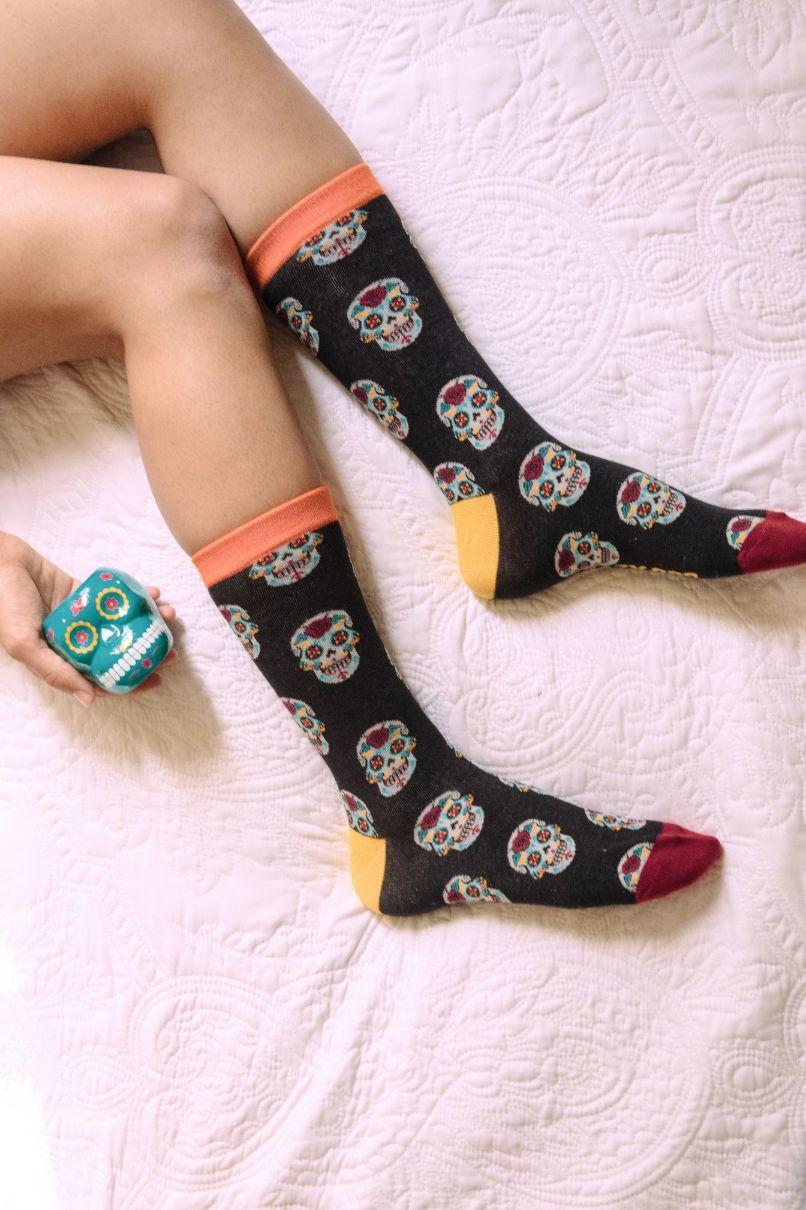 Men's Sugar Skull Socks Funny Day Of The Day Mexico Graphic Novelty Footwear