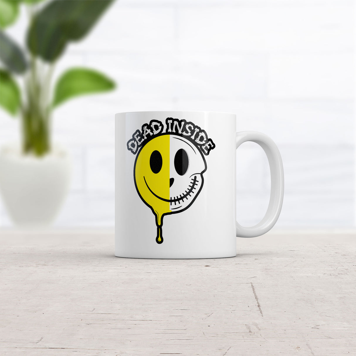 Dead Inside Mug Funny Creepy Skeleton Smile Novelty Coffee Cup-11oz