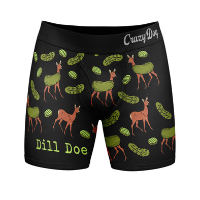 Mens Dill Doe Boxer Briefs Funny Offensive Pickle Deer Graphic Novelty Underwear For Guys