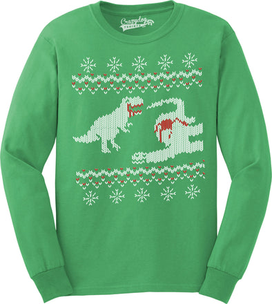 Dinosaur Snack Funny T-Rex Dinos Ugly Christmas Unisex Crew Neck Sweatshirt