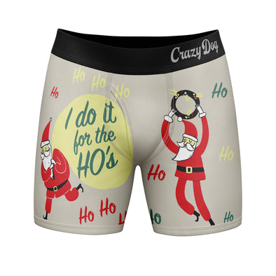Mens I Do It For The Hos Boxer Briefs Funny Sarcastic Christmas Gift Santa Joke Gag Underwear