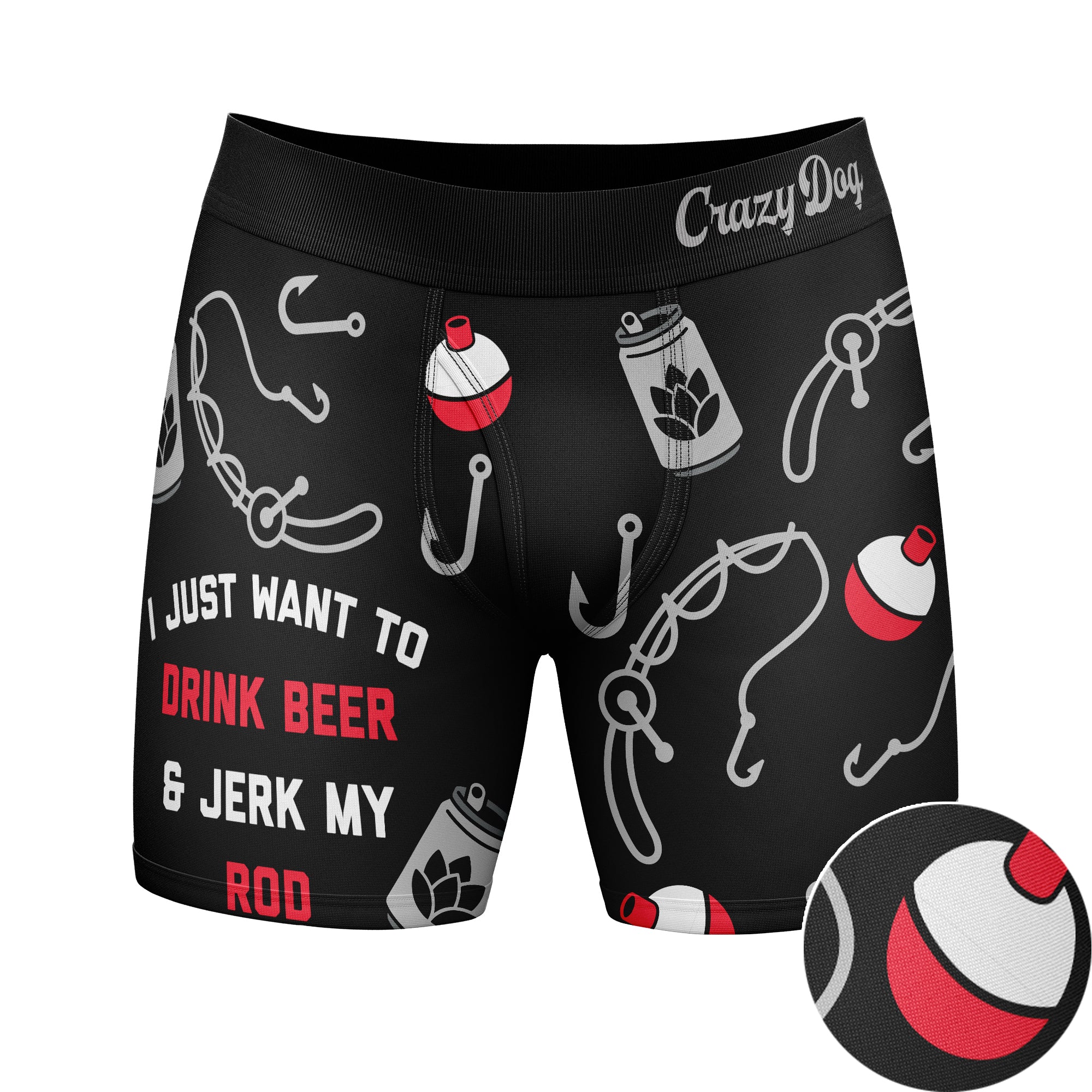 Mens I Just Want To Drink Beer And Jerk My Rod Boxers Funny Fishing Dr –  Nerdy Shirts