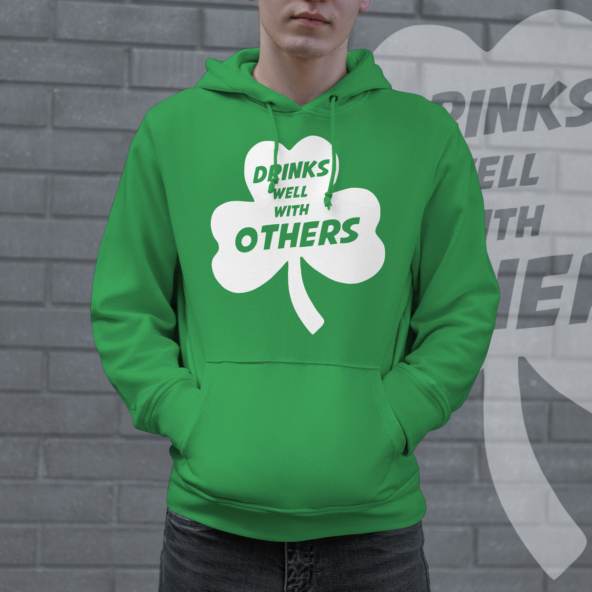 Drinks Well With Others Hoodie Funny St Patricks Day Drinking Shenanigans Saint Patty Graphic