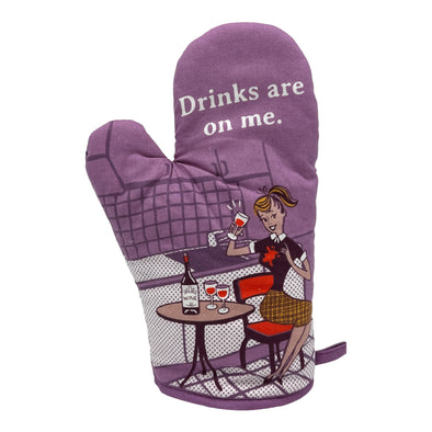 Drinks Are On Me Funny Wine Spilling Drinking Lovers Novelty Kitchen Utensils