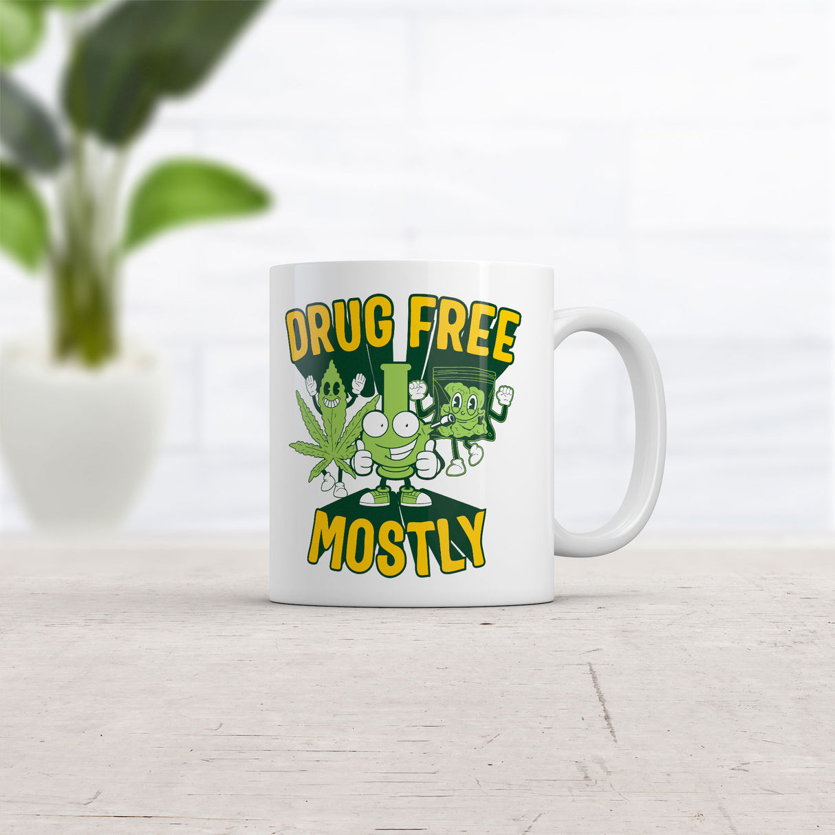 Drug Free Mostly Mug Funny Sarcastic 420 Graphic Novelty Coffee Cup-11oz