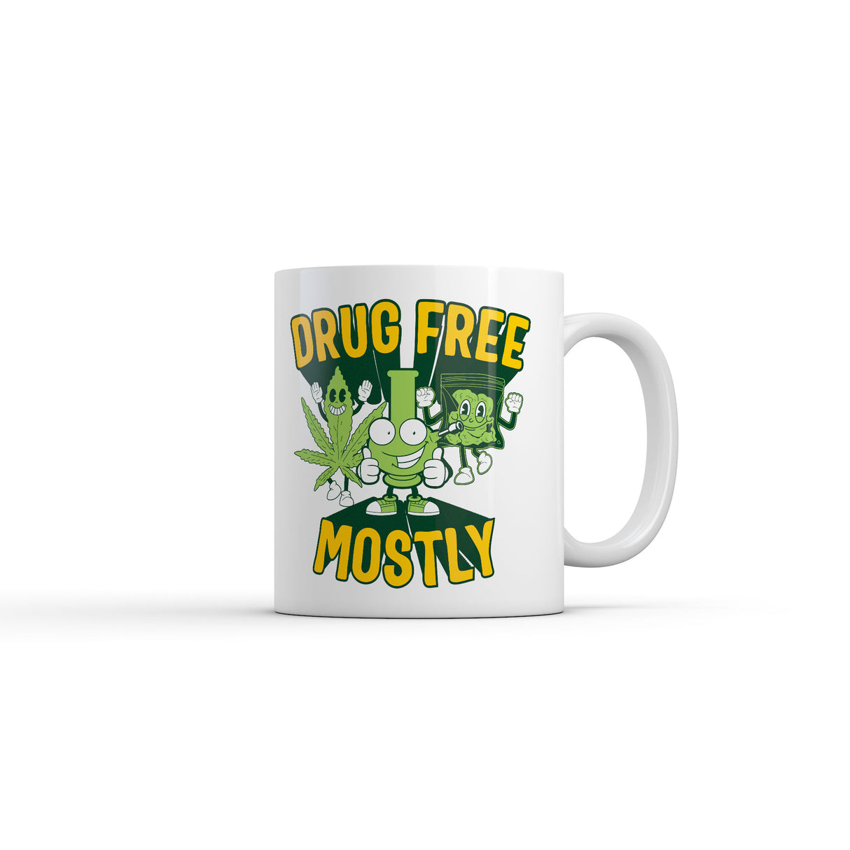 Drug Free Mostly Mug Funny Sarcastic 420 Graphic Novelty Coffee Cup-11oz