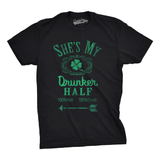 Shes and Hes My Drunker Half Shirt Funny Party Couple Pub Crawl Graphic Shamrock Apparel