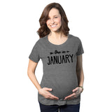 Maternity Due In T-Shirt Choose Month Funny Pregnant Expecting Due Date Tee