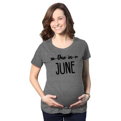 Maternity Due In June T shirt Baby Shower Announcement Pregnancy Reveal Tee