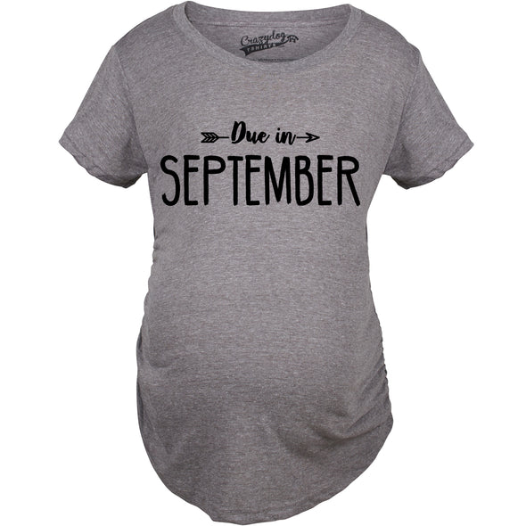 Maternity Due In September Funny Pregnancy T-Shirt Announcement Month Tee