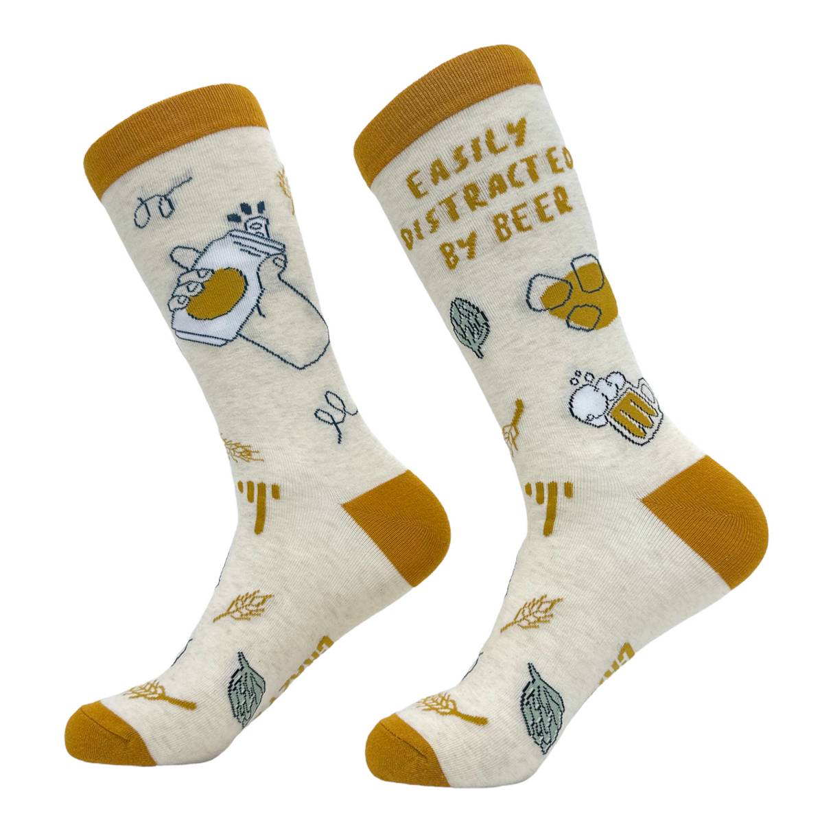 Men's Easily Distracted By Beer Socks Funny Ale Drinking Lovers Footwear