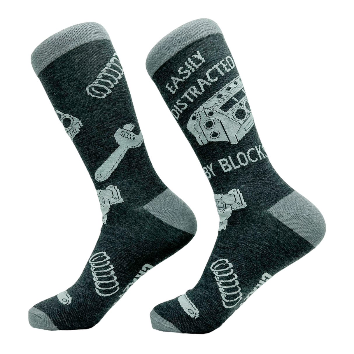 Men's Easily Distracted By Blocks Socks Funny Car Mechanic Engine Lovers