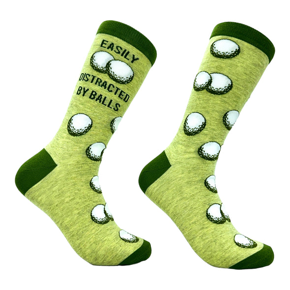 Men's Easily Distracted By Balls Socks Funny Golf Ball Putt Novelty Footwear