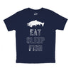 Youth Eat Sleep Fish T Shirt Funny Fishing Tee Cool Graphic Fun Crazy for Kids