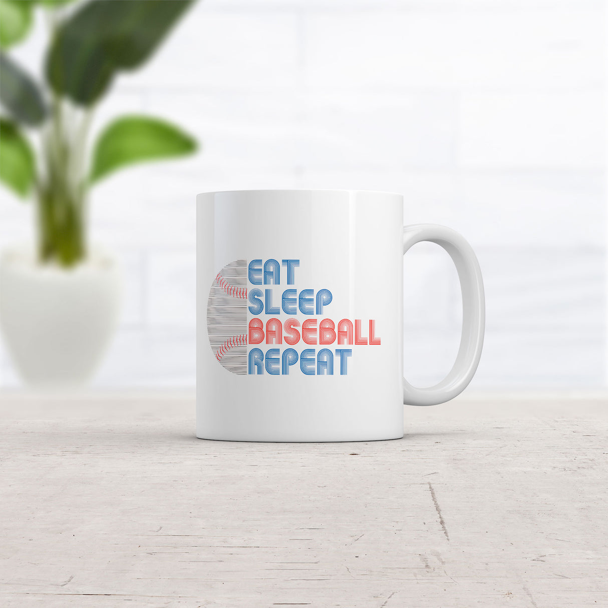 Eat Sleep Baseball Repeat Mug Funny Sarcastic Graphic Novelty Coffee Cup-11oz