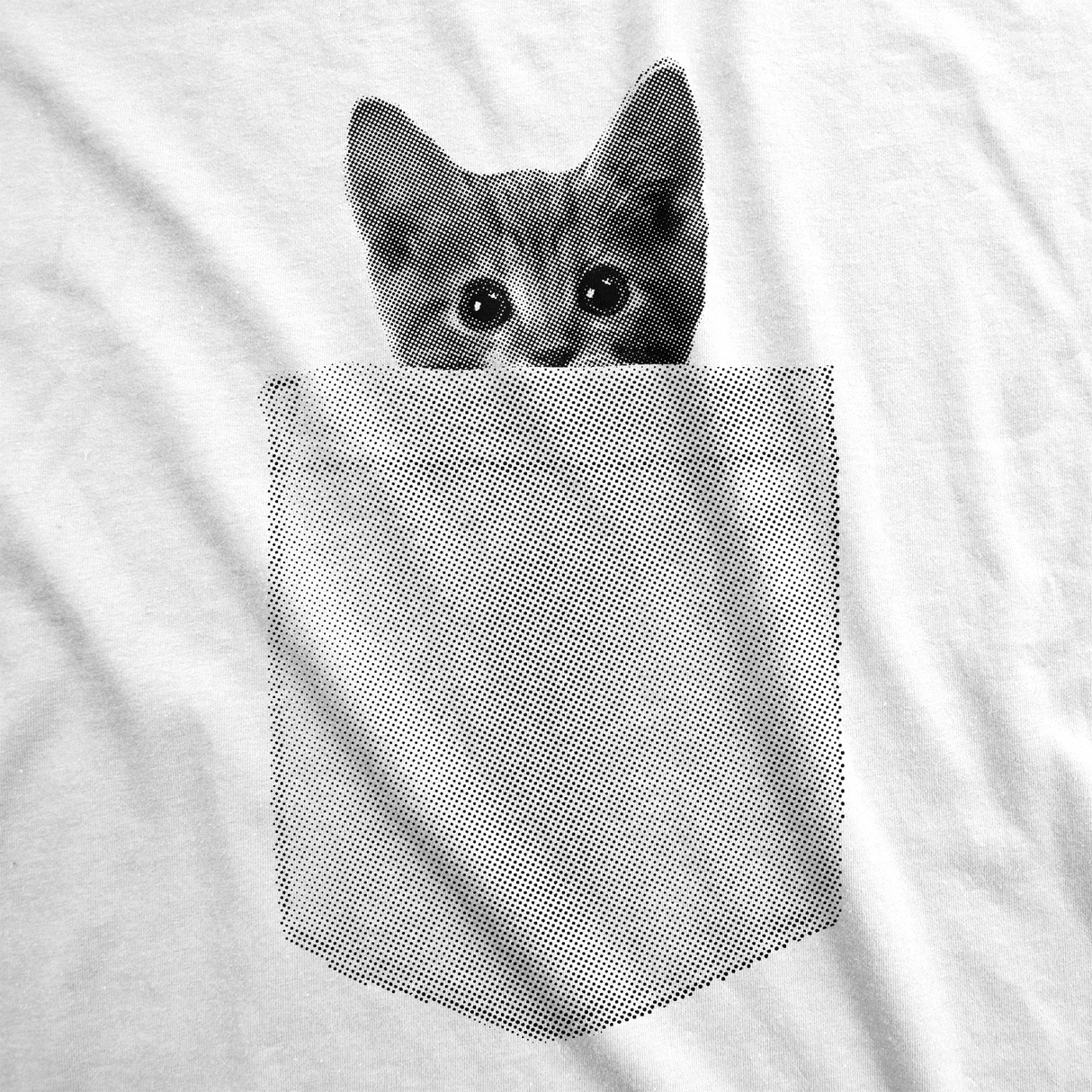 Womens Pocket Cat Funny Printed Peeking Kitten T shirt for Ladies