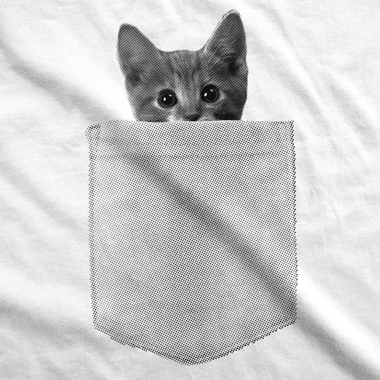 Womens Pocket Cat Funny Printed Peeking Kitten T shirt for Ladies