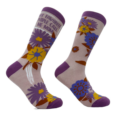 Women's My Favorite People Call Me Mom Socks Funny Cute Flowers Mothers Day Gift Footwear