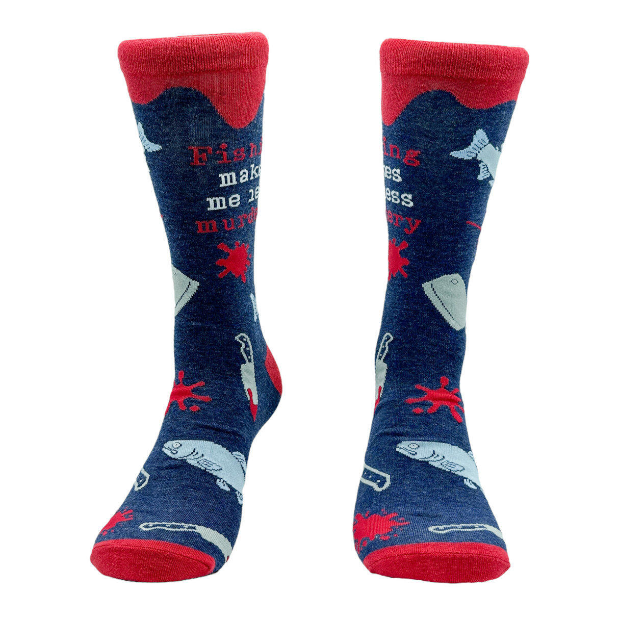 Men's Fishing Makes Me Less Murdery Socks Funny Fish Angler Footwear