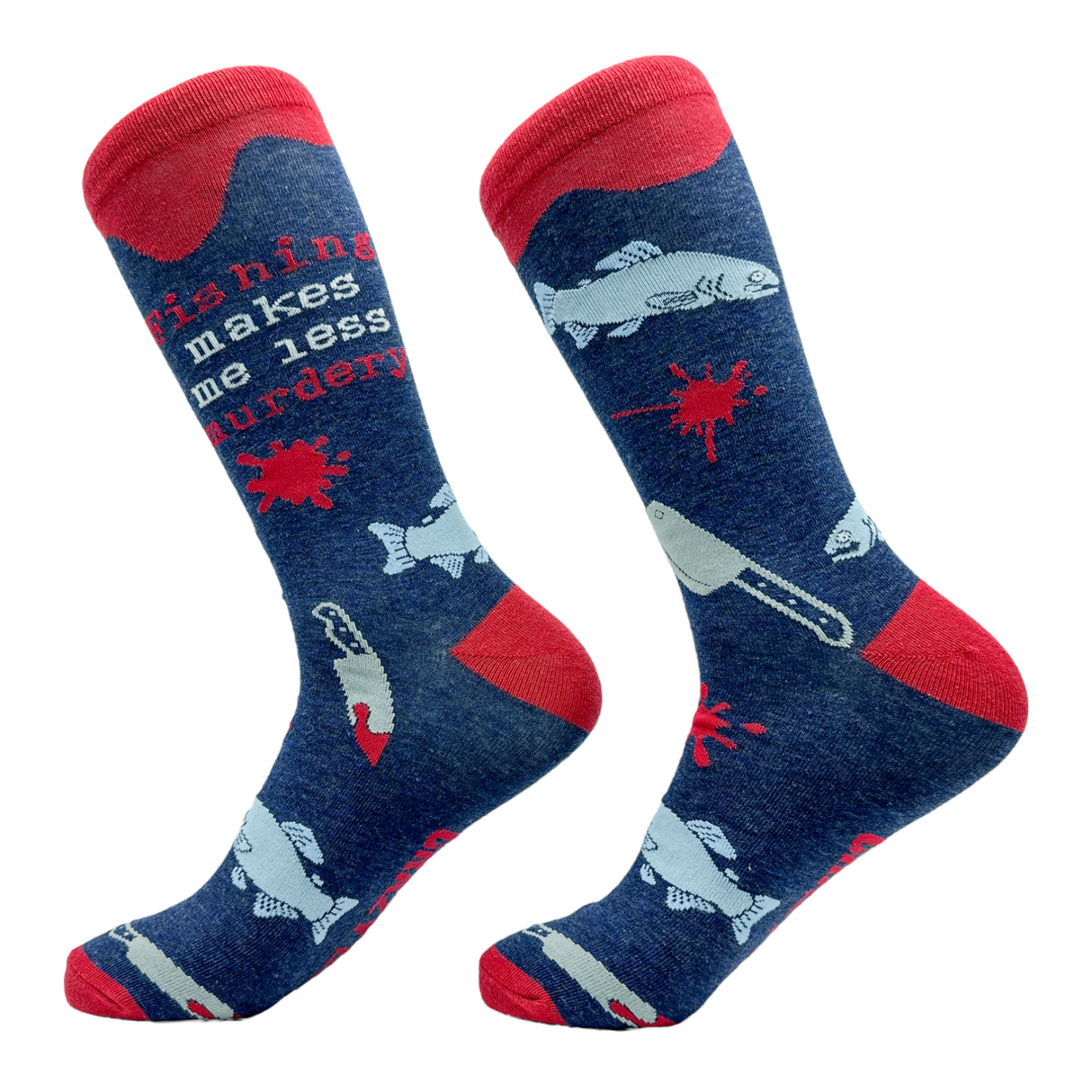 Men's Fishing Makes Me Less Murdery Socks Funny Fish Angler Footwear