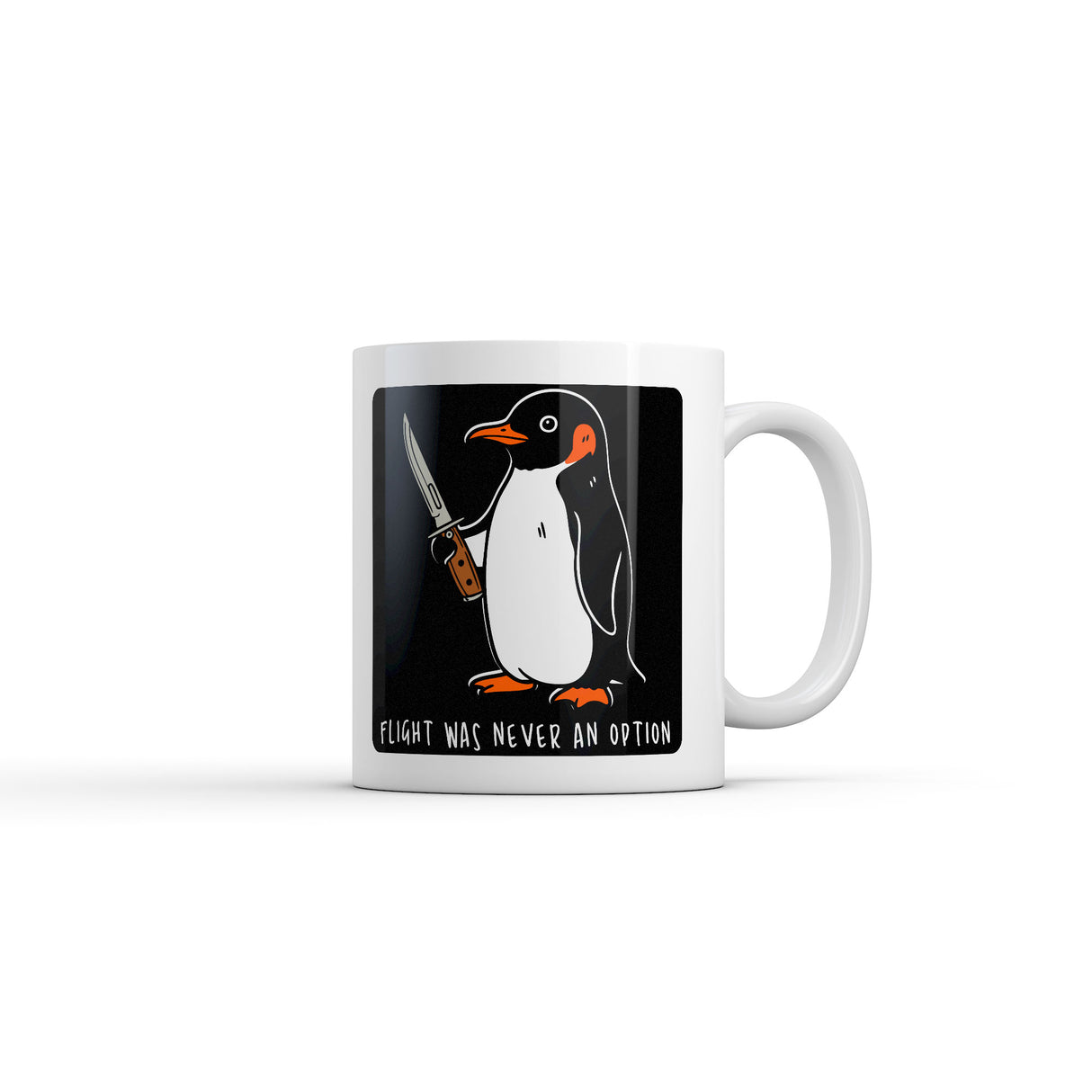 Flight Was Never An Option Mug Funny Sarcastic Penguin Graphic Novelty Coffee Cup-11oz