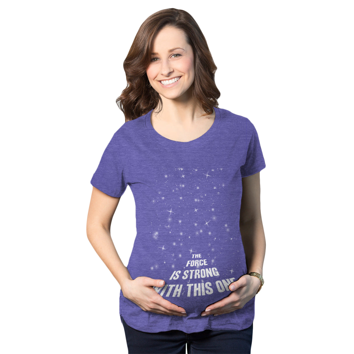 Maternity Force Is Strong Funny Pregnancy T Shirt Graphic For Expecting Mothers