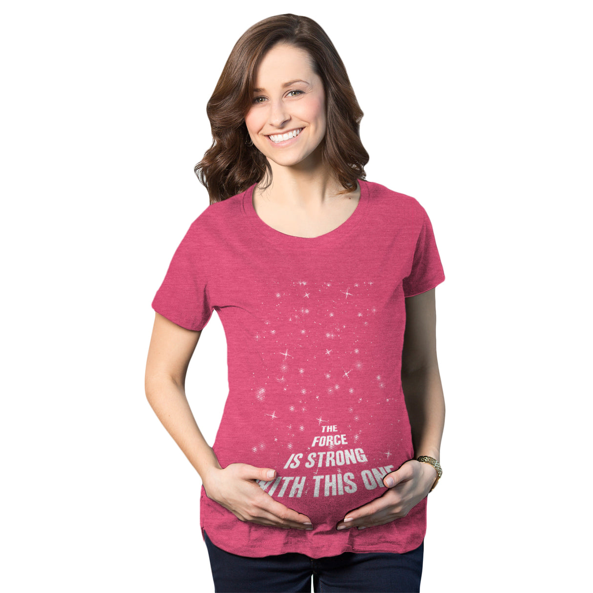 Maternity Force Is Strong Funny Pregnancy T Shirt Graphic For Expecting Mothers