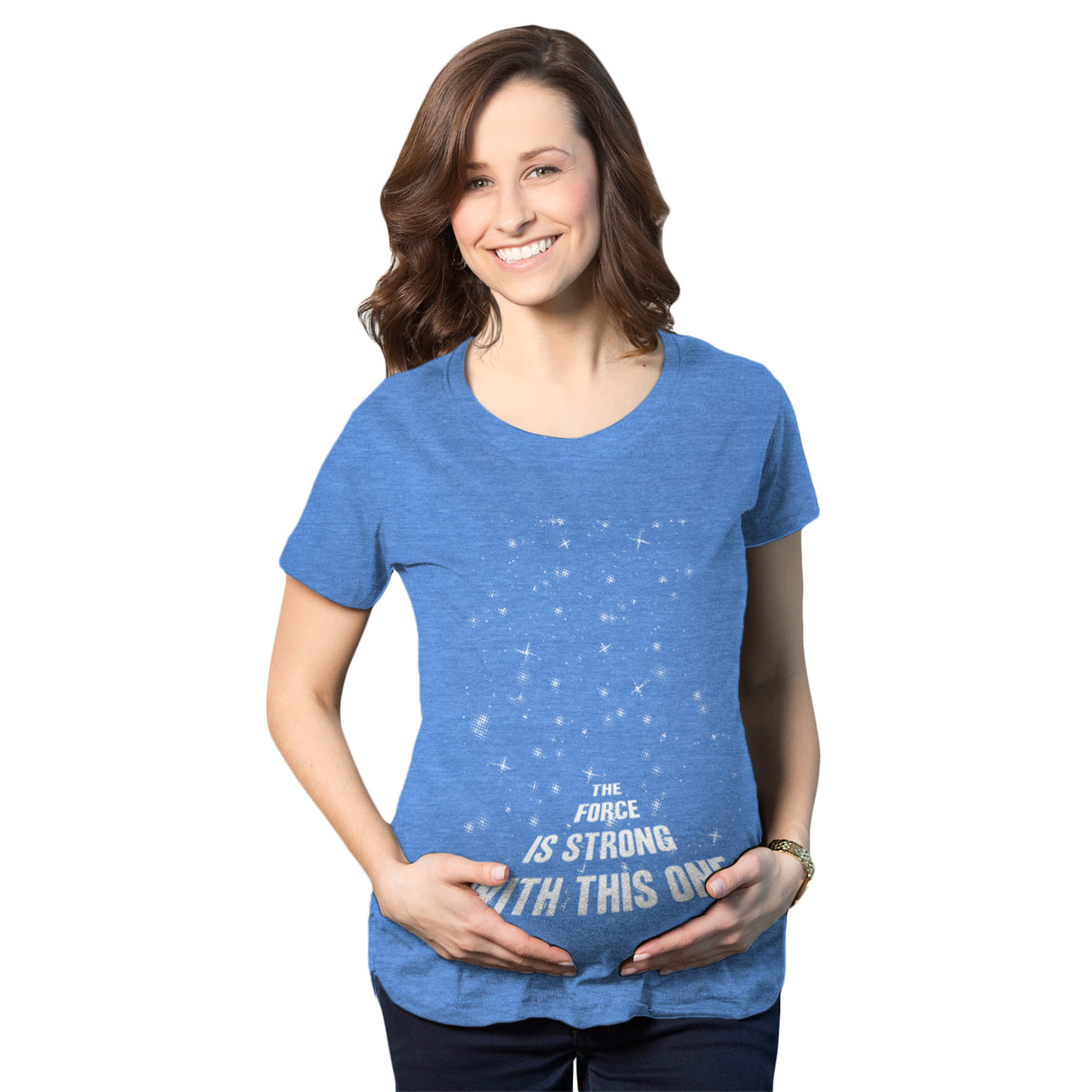 Maternity Force Is Strong Funny Pregnancy T Shirt Graphic For Expecting Mothers