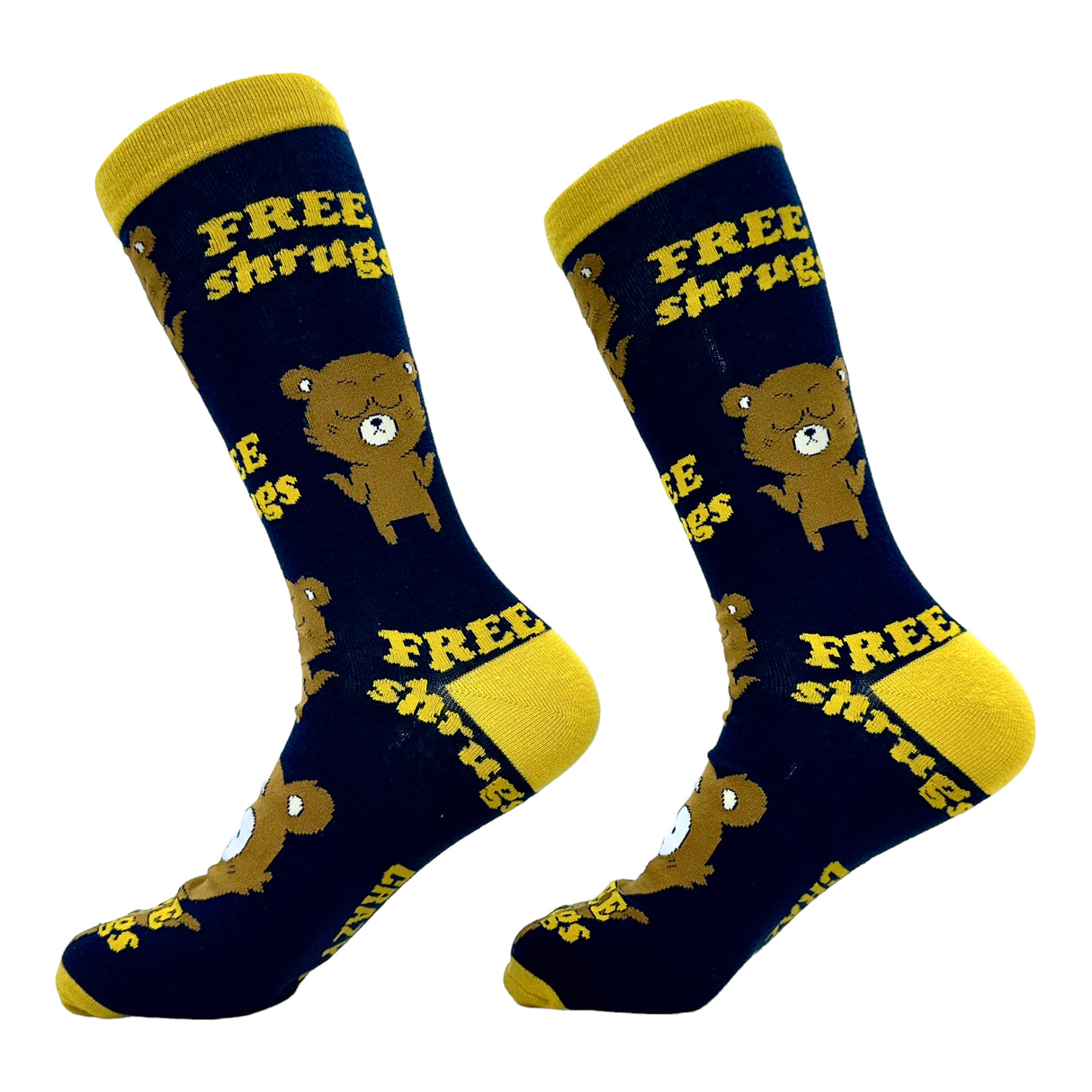 Men's Free Shrugs Socks Funny Introvert Bear Hugs Novelty Joke Footwear