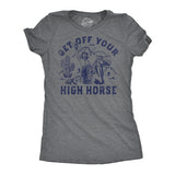 Womens Funny T Shirts Get Off Your High Horse Sarcastic Cowgirl Graphic Tee For Ladies