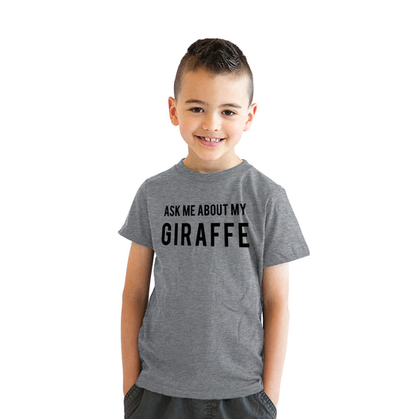 Youth Ask Me About My Giraffe T Shirt Animal Zoo Flip Tee For Kids